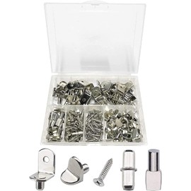 150 Pcs 5 Style Shelf Pins Kit Metal Nickel Shelf Support Pegs L-Shaped Bracket for Furniture Cupboard Closet Bookcase Shelf