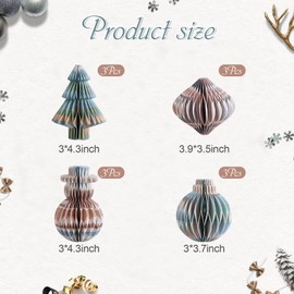 EASY JOY 12 PCS Christmas Honeycomb Decorations Vintage Hanging Paper Honeycomb Decorations Christmas Tree Table Centerpieces for Christmas Home Indoor Outdoor Party Decorations