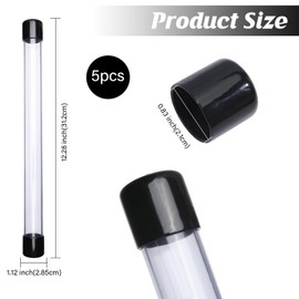 CHGCRAFT 5 Pcs Clear Plastic Rigid Tube with Black Lid Transparent Plastic Tube Clear Storage Holder Clear Bead Containers for Store Incense Sticks Beads 12.28 inches