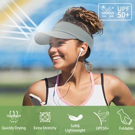 Sukeen Sports Sun Visor for Men Women Lightweight Empty Top Visor Hat Adjustable Packable Sun Hat for Golf, Daily Wear Grey