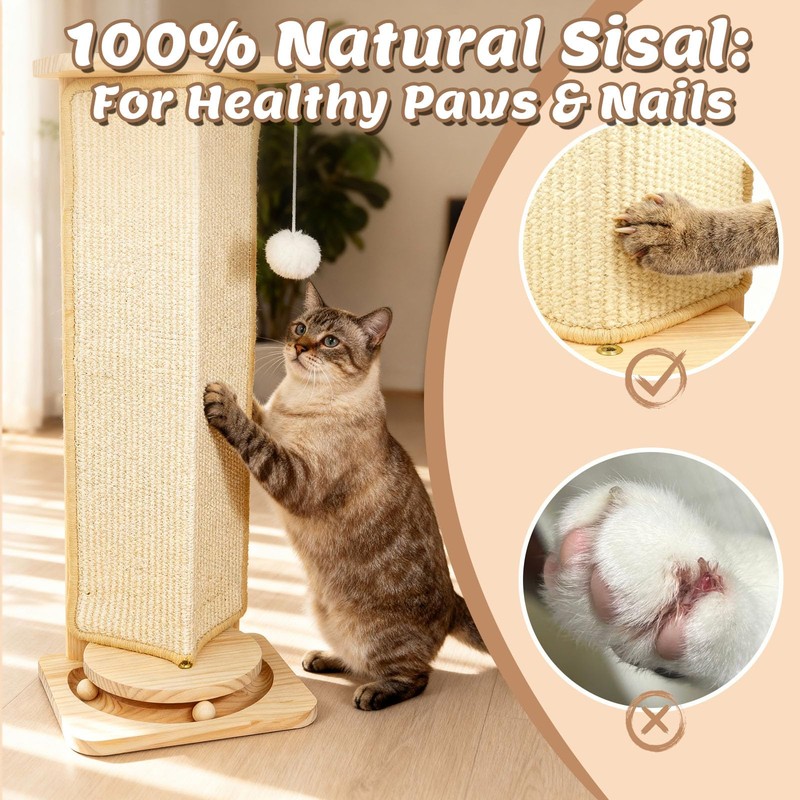 Couch Cat Corner Scratcher with Interactive Ball Toys for Cat,