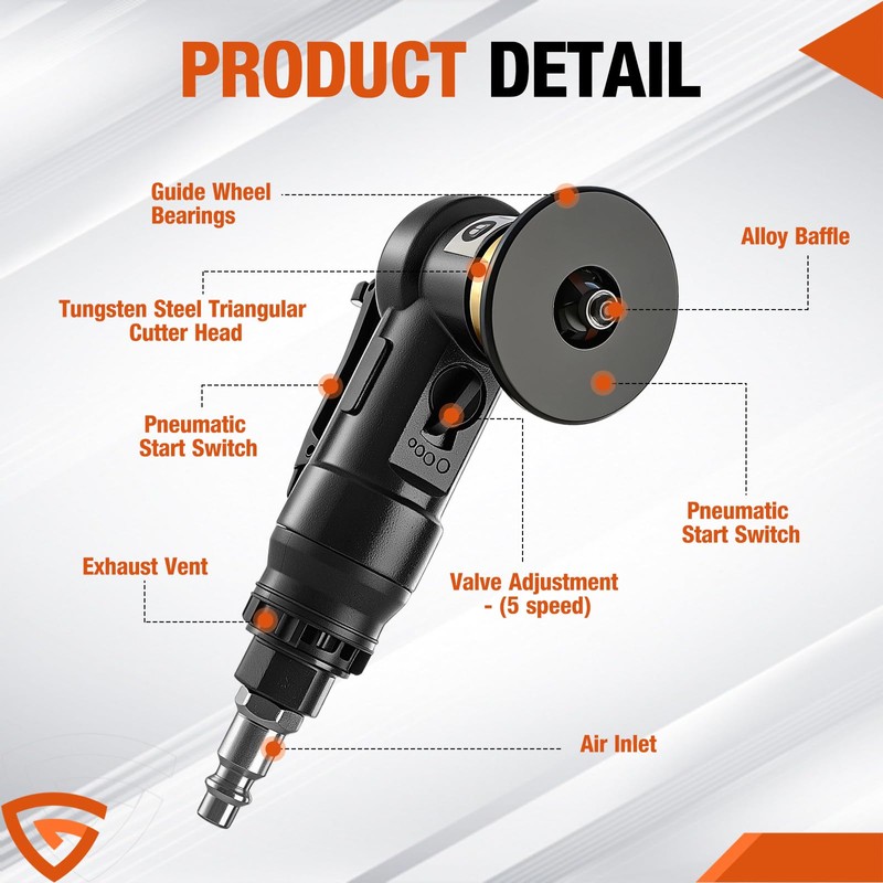 Pneumatic Mini Chamfering Tool 45° Round Corner 30000 RPM with