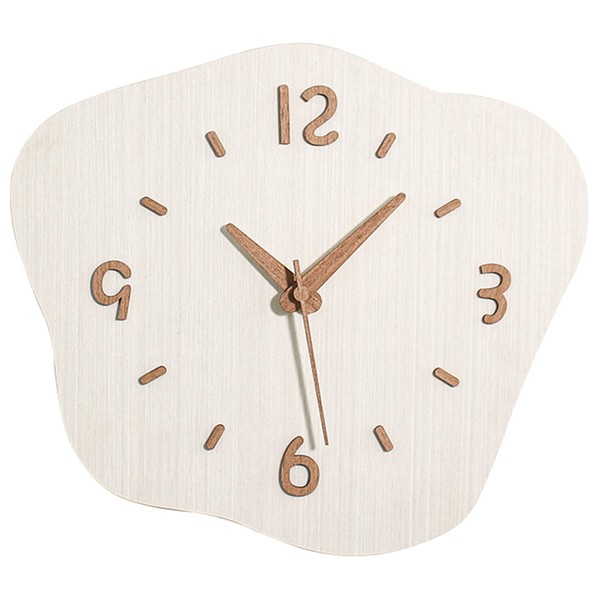 § BOMU-TECH∞ BOMU Wall Clock, Stylish Scandinavian Quiet, Clock, Small and Fresh Raw Wood, Cute, Flower Shape, Natural Wood, Lightweight Panel, Solid Wood Hand, Continuous Second Hand, Modern Home