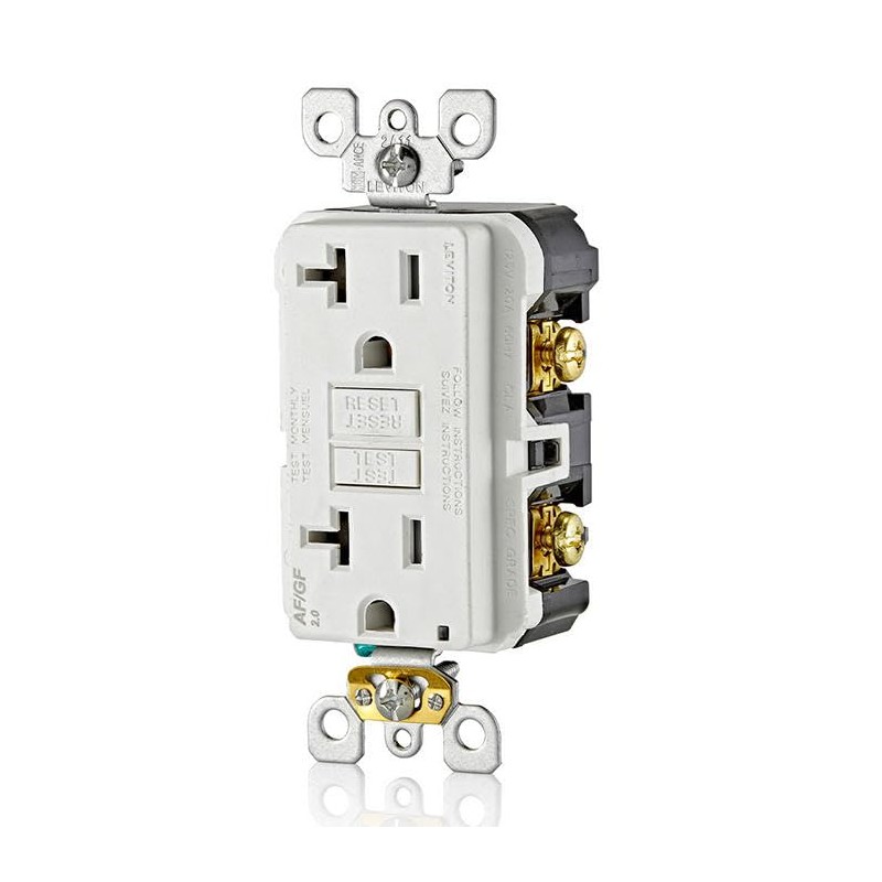 Leviton Dual-Function AFCI/GFCI Outlet, 20 Amp, Self Test, Tamper-Resistant with