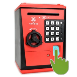 Fimleiy Kids Safe Bank with Fingerprint Password Talking ATM Piggy Bank for Real Money Toy Gift for 6-14 Years Old Boys Girls (Black/Red)