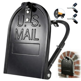 Mailbox Door Replacement 6.7" W × 8.6" H (inches), Residential Aluminum Alloy Mailbox Door with Rubber Screw Caps for Hand Protection, No Tools Required, Built to Last
