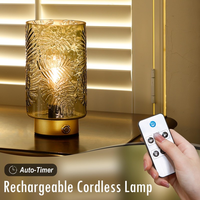 ULAROOM Cordless Lamps Rechargeable Battery Operated lamp,Glass Table Lamp Remote
