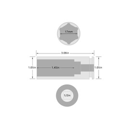 IMAHEXA 1/2 - Inch Drive 17mm Metric Deep Impact Socket with Anti - Rounding 6 - Point Design, Made of Cr - Mo Steel for Deep Impact Applications