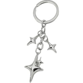 1Pc Silver Cute Star Moon Keychain Aesthetic Accessories Stainless Steel Key Ring Purse Handbag Backpack Bag Charms Car Holder Convenient to Carry Decoration Small in Size,Keyrings and Charms