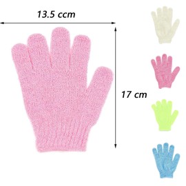 Exfoliating Gloves Bath Gloves for Shower, 4 Pairs Mitt Body Scrub Exfoliating Washcloths Scrubbing Glove for Shower, Spa, Massage and Dead Skin Cell Remover Loofah (Green, Blue, Pink,white)