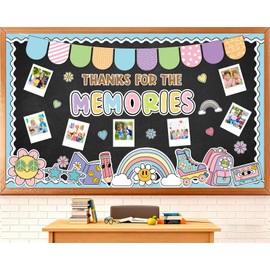 AnyDesign 104 Pcs End of The Year Bulletin Board Decoration Graduation DIY Photo Cutout Thanks for The Memories Paper Cut-Outs for Elementary School Preschool Hallway Blackboard Wall Window Door