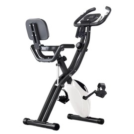 Merax Folding Exercise Bike - 3 in 1 Upright Indoor Cycling Bike and Recumbent Exercise Bike, Foldable Stationary Bike with Large Comfortable Seat Cushion and Arm Resistance Band, Pulse Sensor