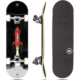 Magneto Complete Skateboard | 6-Layer Canadian Maple Double Kick Concave Deck | Beginners, and Teens