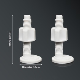 4-Pair Toilet Seat Repair Screw Kit - Plastic Hinge Bolts for Toilet Lid, 10mm Thread Diameter, 60mm Length, White Toilet Seat Repair Fittings