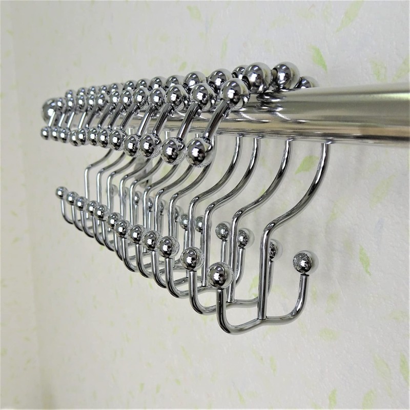 C-POSH Shower Curtain Hooks Double Hooks with Smooth Ball Shower