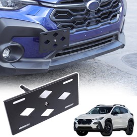 Front Bumper Tow Hook License Plate Mount Bracket for Subaru Crosstrek 2024+(Not for Wilderness),No Drill Tow Bumper Tow Hole Hook License Plate Mount Adapter Relocation Kit Accessories