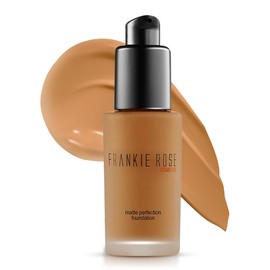 Frankie Rose Cosmetics Matte Perfection Foundation Makeup – Long-Lasting, Hydrating Foundation for Semi-Matte Finish - Foundation Full Coverage for All Skin Types - (Latte) 1.0 US fl oz / 30 ml