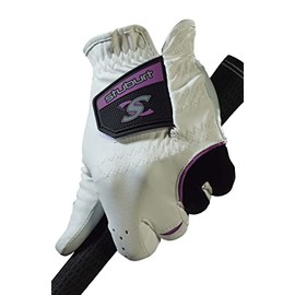 Stuburt Golf STGLV09 Womens Urban All Weather Golf Glove WIth Cabretta & Synthetic Leather, White/Black, Womens Left Hand Large