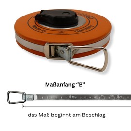 Richter Steel Tape Measure 30 m Rustproof with Millimetre Graduation in Platal Capsule Light Scale and Numbering on Dark Etched Background Start of Measurement "B" Includes 1 x DEWEPRO Ruler 2 m
