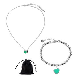 1 Piece Love Necklace, with Bracelet and Storage Bag, Fashion and Simple Accessories, Double Heart Shaped Necklace, All Same Enamel Necklace, Adjustable Pendant, Party Bag Filling, Zinc