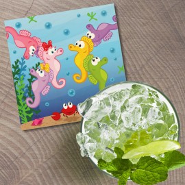 Unbranded Seahorse Underwater World Label Animal 4'' X 4'' Square Wooden Coaster