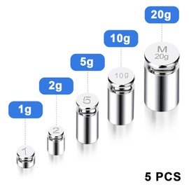 Fuzion Calibration Weights 1g 2g 5g 10g 20g, Total 38g Stainless Steel Scale Calibration Weight Set, Calibration Weights for Digital Scale with Tweezers
