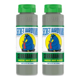 Secret Aardvark Serrabanero Hot Sauce - Serrano & Green Habanero Hot Sauce, Green Spicy Sauce, Non-GMO, Low Carb, Low Sugar, Green Hot Sauce & Marinade - 8 fl oz 2 Pack