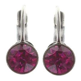Black Jack Earrings with Clasp in Fuchsia Setting Silver, Brass