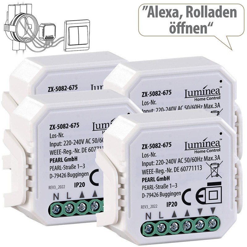 Luminea Home Control Roller Blind Control: Set of 4 WLAN