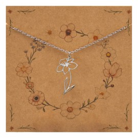 Bixorp Birth Flower Necklace Gold & Silver - Stainless Steel Flower Necklace for Women and Girls, Stainless Steel, No Gemstone