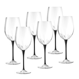 Barski Goblet - Red Wine Glass - Crystal Glass - Water Glass - Bold Black Stem - Stemmed Glasses - Set of 6 Goblets - 18 oz Made in Europe