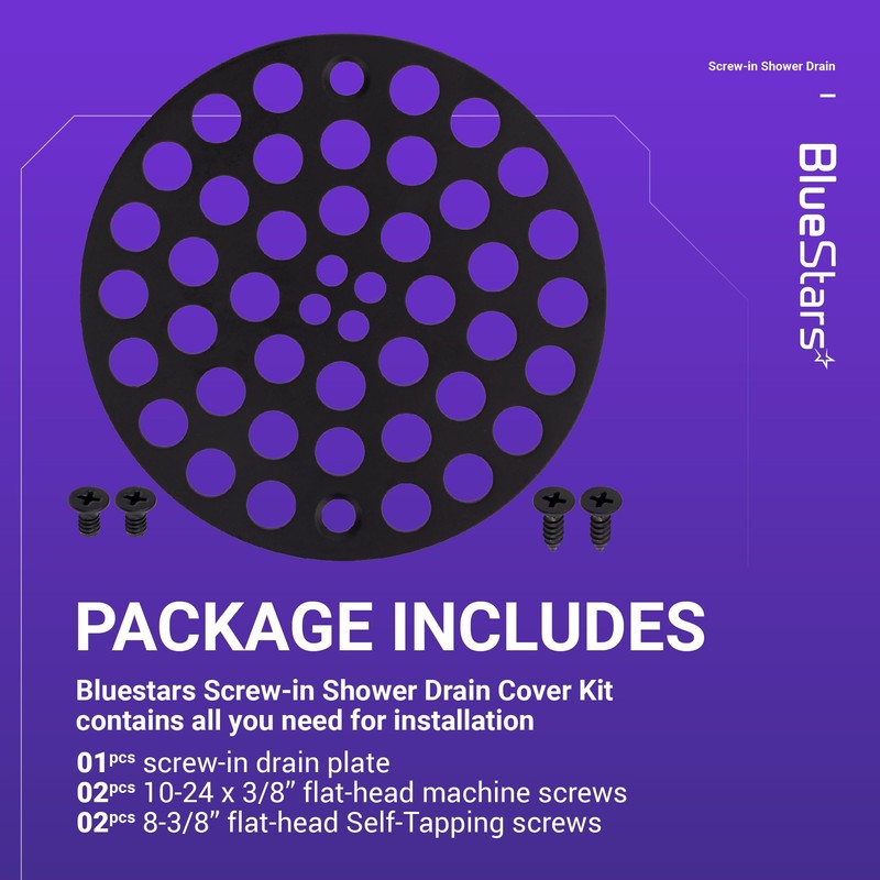 BlueStars 4” Metal Shower Strainer Drain Trim Set – Screw-in
