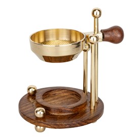 LivuX Wood & Brass Incense Burner - Adjustable Incense Burner with Strainer 11 x 8 cm - Ideal for Incense, Herbs & Incense - Gold