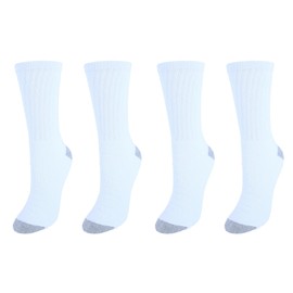 Women's Soft Crew Sport Socks (Pack of 4), White with Gray