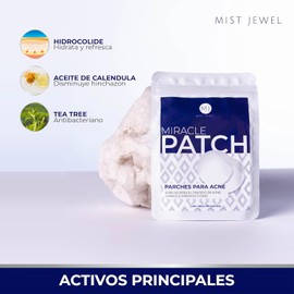 MIST JEWEL Parches para acne hidrocoloides con Tea tree y Caléndula | Patch para granos e imperfecciones y pimple reduce enrojecimiento, inflamación y protege la piel efecto inmediato 180 parches