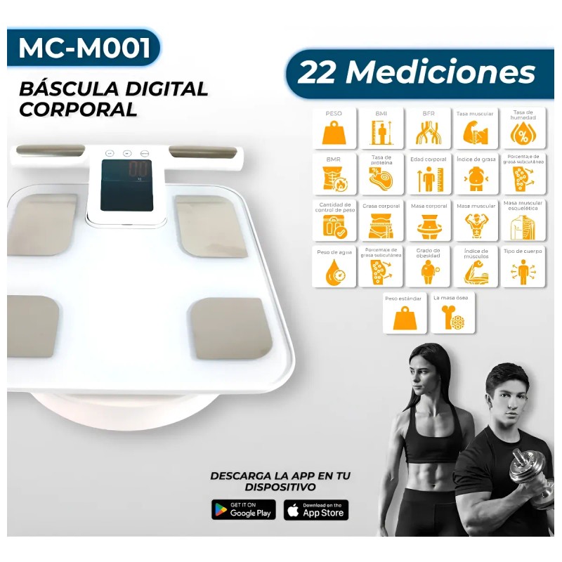 Balanza De Composición Corporal Blanca Bluetooth