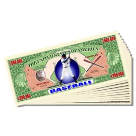 Baseball Novelty Million Dollar Bill - Set of 25 With 1 Bonus Christopher Columbus Bill