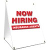 A-Frame Sidewalk Now Hiring Insurance Agents Sign with Graphics On