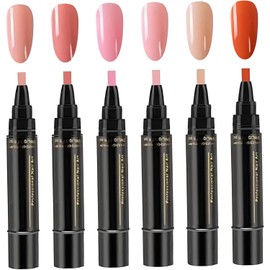 Paquete de 6 bolígrafos de esmalte uñas secado rápido, marcadores uñas gel 3 en 1 con 6 colores surtidos para manicura
