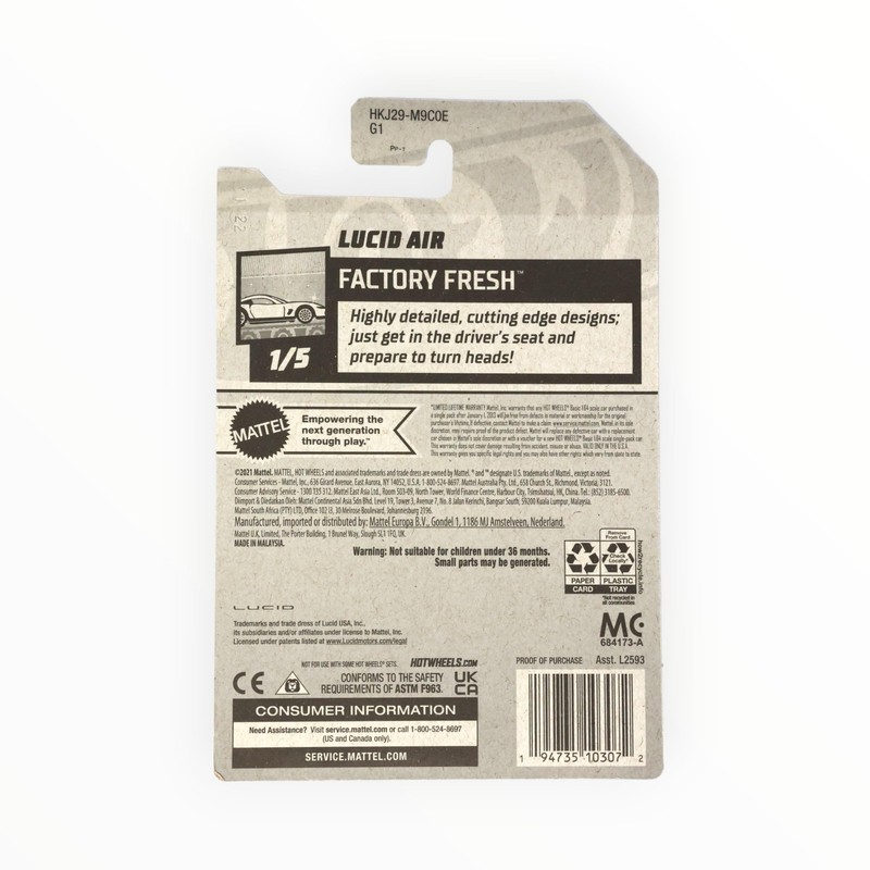 Hot Wheels Lucid Air, Factory Fresh 1/5 [Gold] 97/250