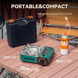 Onlyfire Butane Stove with Carrying Case, Portable Camping Stove, Mini Backpacking Camp Stove for Camping, Hiking, RV Trip, Quick Breakfast and Emergency, Green GS348