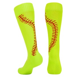Softball Baseball Socks for Women Girls Youth Multi-sport Athletic Socks Neon Yellow X-Small