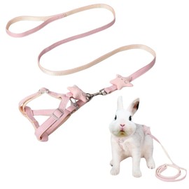 Adjustable Rabbit Harness Leash Bunny Harness for Pet Walk Running Jogging Leash Harness for Bunny Cat Puppy Kitten Ferret and Other Small Pet (Pink,Small)