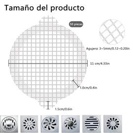 THJOPOKEEL 50 Unidades, Pegatinas De para Baño Pegatinas para Desagüe De Ducha, Atrapadores de Pelo Desechables para Ducha. (11 x 11)