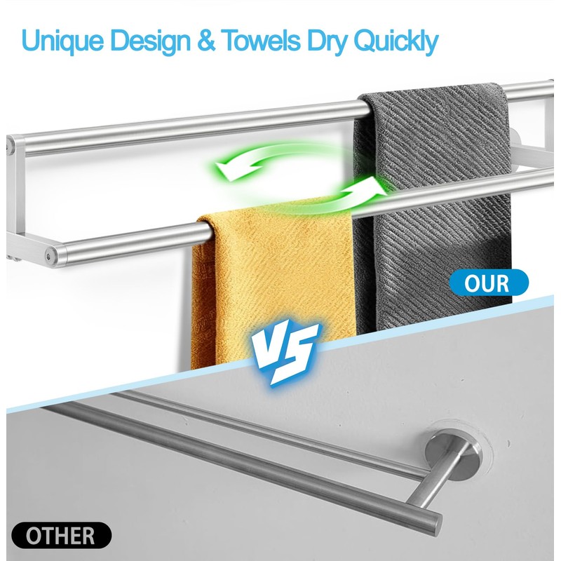 Double Towel Racks for Bathroom, 24 inch Double Towel Bar,