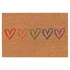 Welcome Doormat Coco Coir Door Mat Gift Rainbow Hearts (24"
