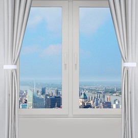 OCIOLI Pack of 2 Curtain Tiebacks Wooden Curtain Tiebacks U-Shaped Curtain Hooks Curtain Tieback Wall Mount Curtain Holder Curtain Tieback for Curtains (White, 2)