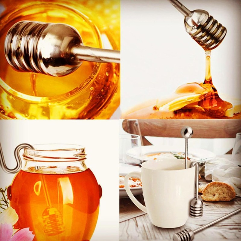 304 Stainless Steel Honey Dipper, Curved Handle Spoon for Tea
