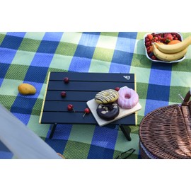 iClimb Ultralight Compact Mini Beach Picnic Folding Alu. Table with Carry Bag, Two Size (Black - S)
