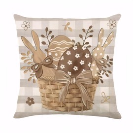 HLCYGJIN Easter Pillow Covers 18x18 inch Happy Easter Hunny Bunny Eggs Throw Pillow Covers Bunny Eggs Spring Cushion Case for Sofa Couch Bedroom Holiday Festivals Home Decor 01